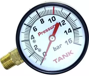 Aerotec Manometer 63mm 16bar 1/4" AG links (9052070)