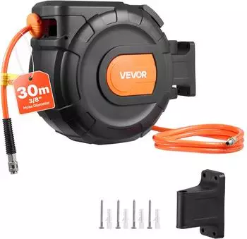VEVOR Druckluftschlauchtrommel PVC φ9,5mm x 30m, 20bar, automatische Aufwicklung (VEVOR-DATR-9530)