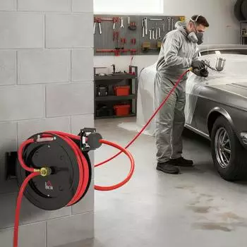 HomCom Automatik Druckluft-Schlauchtrommel 15m+1m, 1/4"-Anschluss, 20bar (B42-021V00BK)