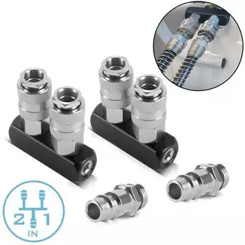 Stahlwerk 2-fach Druckluft-Verteiler 2er Set, bis 35bar, NW 7,2 & 1/4" (6660)