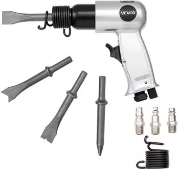 VEVOR Drucklufthammer 4500 bpm, 4cm Hub, mit 4 Meißeln (12cm)