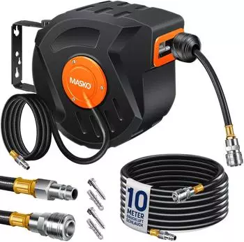 Masko Automatik Druckluftschlauch-Aufroller 10m, 1/4", 180&deg; schwenkbar