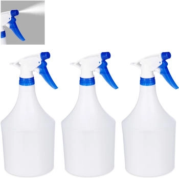 Relaxdays Spray bottle 1 L set of 3 white blue