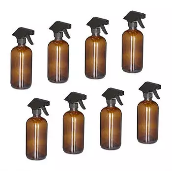 Relaxdays Spr&uuml;hflasche Glas 500ml 8er-Set Braun/Schwarz