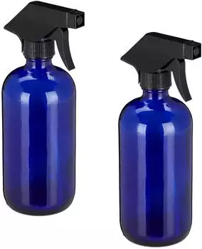 Relaxdays Sprühflasche Glas blau, 4er-Set
