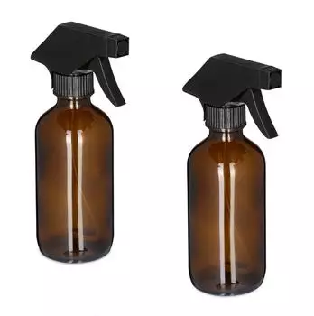 Relaxdays Sprühflasche Glas, braun, 230ml
