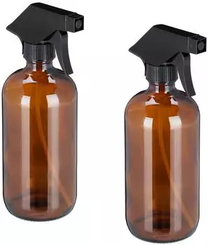 Relaxdays Sprühflasche Glas, braun, 8er-Set