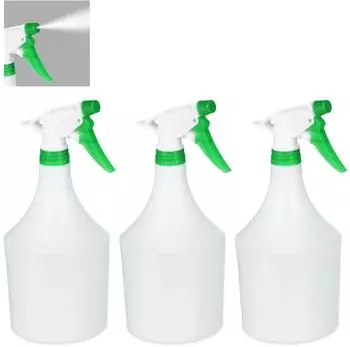 Relaxdays Sprühflasche Pflanzen weiß-grün, 1L, 6er-Set