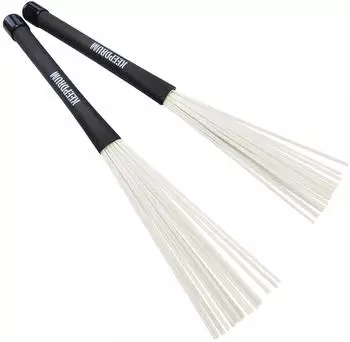 Keepdrum SV603WH Nylon-Jazzbesen, weiß, ausziehbar (SV603WH)
