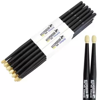 Keepdrum 5AB Drumsticks Hickory, schwarz, 12 Paar
