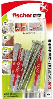 Fischer DuoPower 8 x 65 S K NV D&uuml;belset (537664)