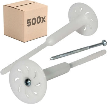 Protektor 500x Dämmstoff-Schraubdübel Ø8x220mm vormontierte WDVS für Fassadendämmung mit verzinkter Stahlschraube (42557588101590)