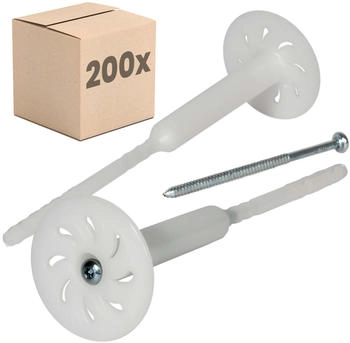 Protektor 200x Dämmstoff-Schraubdübel Ø8x220mm WDVS für Fassadendämmung (4009230357942)