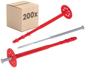 Protektor 200 Stück Ø10x280mm mit Stahlnagel für WDVS und Fassadendämmung ETA-e Schlagdübel Fassadendübel für alle Nutzungskategorien (40092303574090)