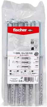 Fischer SXRL 10x120 FUS Langschaftd&uuml;bel mit Sechskantschraube, 10 Stk. (536274)