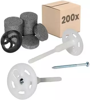 Protektor Dämmstoff-Schraubdübel WDVS Ø8x120mm mit Rondelle & Fräser, 200er-Set