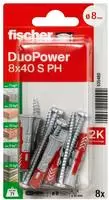 Fischer 535480, fischer DuoPower 8x40 S PH K 2K 535480 D&uuml;bel mit Schrauben &Oslash; 8 mm x