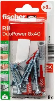 Fischer DuoPower D&uuml;bel 8x40mm Regalbefestigung, 8 St&uuml;ck (535959)