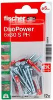 Fischer 535479, fischer DuoPower 6x30 S PH K 2K D&uuml;bel mit Schrauben &Oslash; 6 mm x...