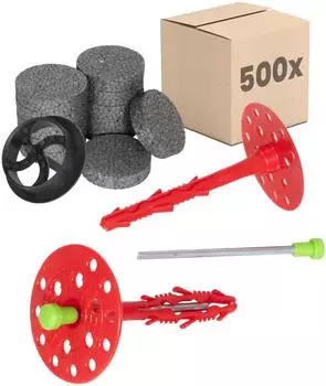 Protektor D&auml;mmstoffd&uuml;bel Stabil Set &Oslash;8x120mm, 500 St&uuml;ck + 600 Rondelle + 1 Fr&auml;ser, Stahlnagel