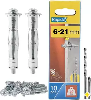 Rapid D&uuml;bel Expansionsd&uuml;bel f&uuml;r Trockenbau 6-21mm, 10er-Pack (5001550)