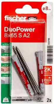 Fischer DuoPower Allzweckdübel 8x65mm S A2, 2 Stück (543796)
