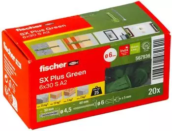 Fischer SX Plus Green Spreizd&uuml;bel 6x30 S A2 (567936)