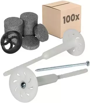 Protektor D&auml;mmstoff-Schraubd&uuml;bel &Oslash;8x260mm WDVS, 100 St&uuml;ck inkl. Rondellen & Fr&auml;ser