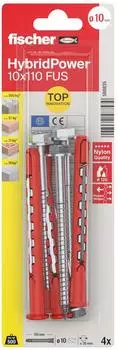 Fischer HybridPower Universald&uuml;bel mit Sechskantschraube 110mm 7,0x109mm (4 St&uuml;ck)