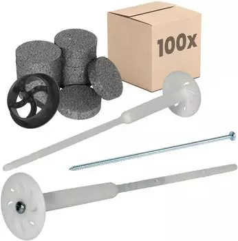 Protektor Dämmstoff-Schraubdübel Ø8x280mm WDVS, 100 Stück inkl. Rondellen & Fräser