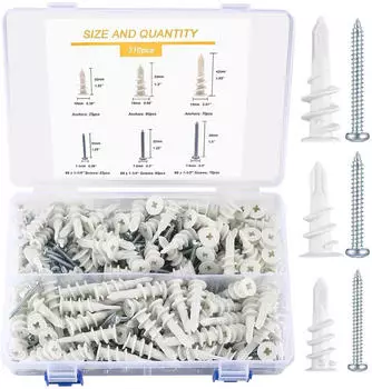 LuxusKollektion Schrauben- und D&uuml;bel-Set f&uuml;r Gipskarton/Hohlw&auml;nde, selbstbohrend, 310-tlg.
