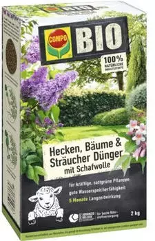 COMPO Hecken-, B&auml;ume-, Str&auml;ucher-Langzeitd&uuml;nger Bio mit Schafwolle 2 kg
