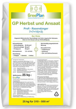 GreenPlan GP Herbst und Ansaat Rasendünger 20kg