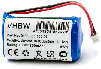 vhbw Li-Ion Akku 800mAh (7.4V) kompatibel mit Bewässerungscomputer Ersatz für 01866-00.600.02