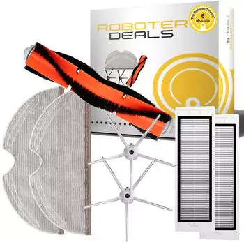 Roboter-Deals Zubehör Set für Roborock S5, S50, S55 S5 MAX (1x Hauptbürste, 2x Seitenbürste 5-armig, 2x Filter, 2x Pad)