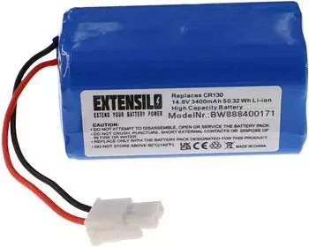 vhbw EXTENSILO Akku kompatibel mit Dibea D960, V870, GT200, GT9, V780, V750, V780s Staubsauger (3400 mAh, 14,8 V, Li-Ion)
