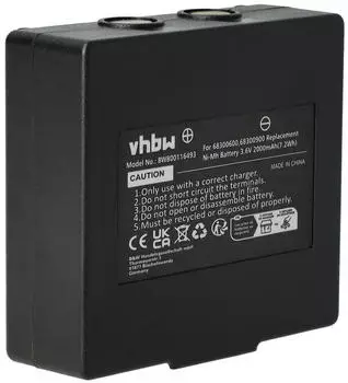 vhbw 1x Akku kompatibel mit Hetronic Harris P5300, P5370, P5400, P5450 Industrie-Funkfernsteuerung Fernbedienung (2000 mAh, 3,6 V, NiMH) - Schwarz