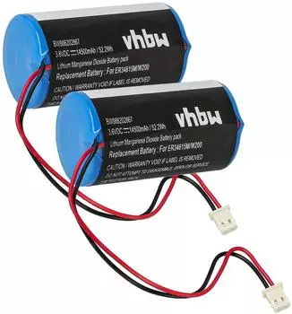 vhbw Ersatzbatterie 14500mAh 3,6V Li-SOCl2, 2er-Pack (183543985)