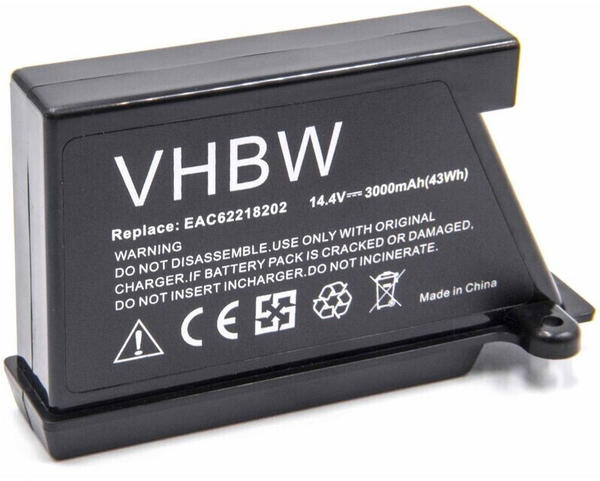 vhbw Li-Ion Akku 3000mAh (14.4V) für Saugroboter Home Cleaner Heimroboter wie LG EAC60766101, EAC60766102, EAC60766103, EAC60766104, EAC60766105