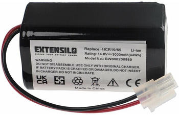 EXTENSILO Akku Ersatz für Ecovacs 4ICR19/65, BL7402A, INR18650-M26-4S1P für Staubsauger Home Cleaner Heimroboter (3000mAh, 14,8V, Li-Ion)