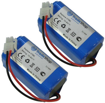 TradeShop 2x Li-Ion Staubsauger-Akku 14,8V / 2200mAh Ersatz für Ecovacs 4ICR19/65 BL7402A INR18650-M26-4S1P, iLife PX-B020, Zaco 501929