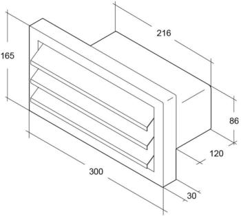 Vogt Flachkanal 220x90mm, Aussengitter K&uuml;che, L&uuml;ftungsgitter edelstahl