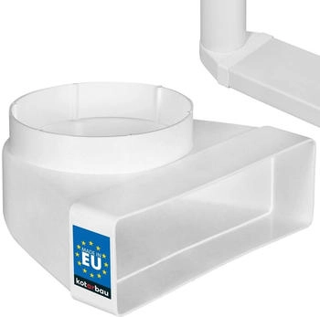 Kotarbau Umlenkstück 90° für Lüftungskanal 204 x 60 mm Kunststoff Übergangsstück Ø 125 mm Weiß