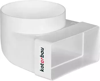 Kotarbau 90° deflection piece for ventilation duct 110 x 55 mm, plastic transition piece Ø 100 mm