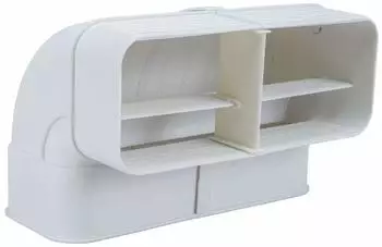 Air-Circle Flachkanal 222x89mm, Bogen 90° senkrecht mit Muffe, Lüftungsbogen