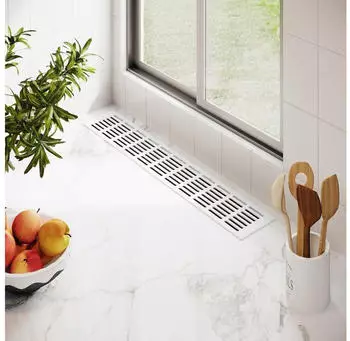 MS Beschläge 100mm breites Lüftungsgitter Weiß RAL9016 Aluminium Stegblech Heizungsabdeckung Türgitter 1200mm