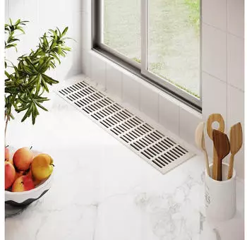 MS Beschläge Aluminium Lüftungsgitter 130mm x 800mm Stegblech Lüftung Heizungsdeckel Weiß RAL 9010