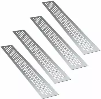 sossai 4 x Aluminium Lüftungsgitter 44 x 6cm in Ino x Belüftungsgitter Türgitter Stegblech Abluft