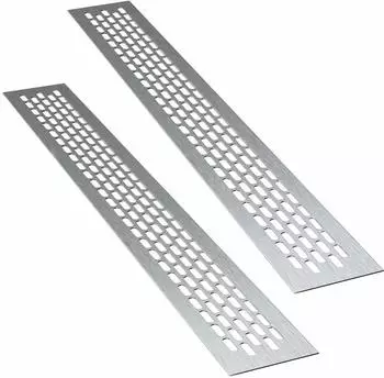 sossai 2 x Aluminium Lüftungsgitter 80 x 6cm in Ino x Belüftungsgitter Türgitter Stegblech Abluft