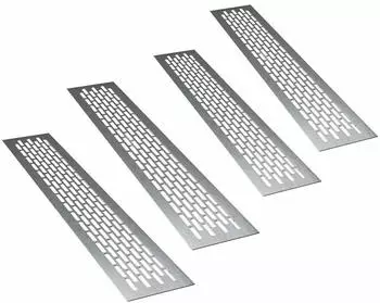 sossai 4 x Aluminium Lüftungsgitter 48 x 8cm in Ino x Belüftungsgitter Türgitter Stegblech Abluft
